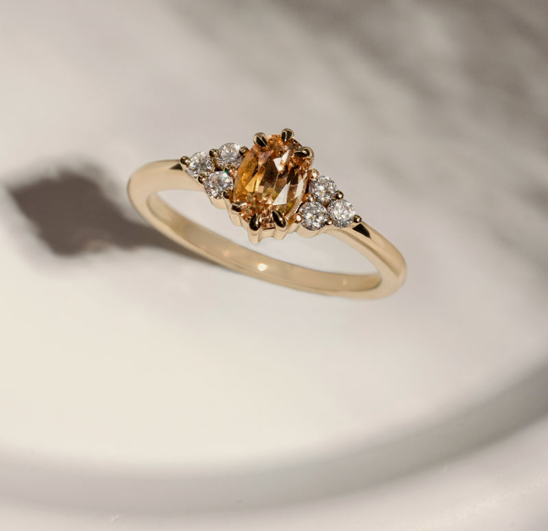 1.01 ct Unheated Oval Peach sapphire Ring