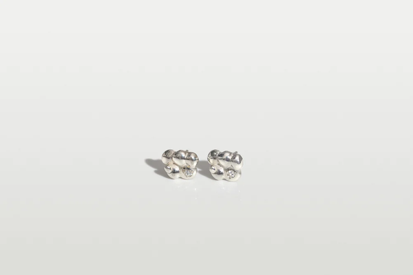 Sterling Silver and White Sapphire Cloud 9 Studs